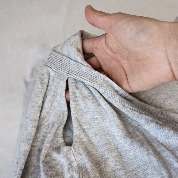 Cache Light Gray Sweater Top Small Ribbed Hemline - Picture 9 of 9